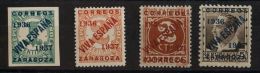 EMISIONES LOCALES PATRIOTICAS. Zaragoza. ** MNH 26hcc/29hcc Cuatro Primeros Valores De La Serie Con La Variedad CAMBIO D - Nationalistische Ausgaben