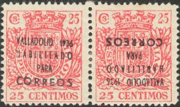 EMISIONES LOCALES PATRIOTICAS. Valladolid. * MH 1hphi 25 Cts Rosa, Pareja. Variedad UN SELLO SOBRECARGA INVERTIDA. MAGNI - Emissioni Nazionaliste