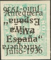 EMISIONES LOCALES PATRIOTICAS. ** MNH 1hhi 1 Cts Verde. Variedad SOBRECARGA DOBLE (una Invertida). MAGNIFICO. (Edifil 20 - Emisiones Nacionalistas