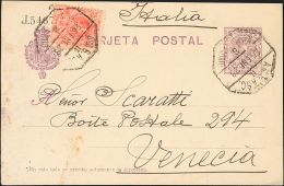 ENTEROS POSTALES. SOBRE EP50, 269 1923. 15 Cts Violeta Sobre Tarjeta Entero Postal De MALAGA A VENECIA (ITALIA), Con Fra - Other & Unclassified