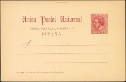 ENTEROS POSTALES. (*) EP15 10 Cts Carmín Sobre Tarjeta Entero Postal. MAGNIFICA. (Edifil 2017: 17€) - Other & Unclassified
