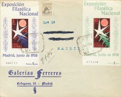 2º CENTENARIO. SOBRE 1222/23 1958. Hojas Bloque. Certificado Interior De MADRID. Al Dorso Llegada. MAGNIFICA. - Autres & Non Classés