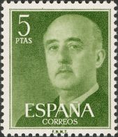 2º CENTENARIO. ** MNH 1160cc 5 Pts Verde. Variedad CAMBIO DE COLOR. MAGNIFICO Y RARISIMO. Cert. CEM. (Edifil 2017: - Autres & Non Classés