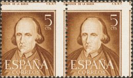 2º CENTENARIO. ** MNH 1071dx(2) 5 Cts Castaño, Pareja. Variedad DENTADO DESPLAZADO. MAGNIFICA. (Edifil 2015: - Other & Unclassified