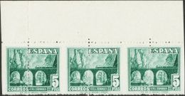 ESTADO ESPAÑOL. Emisiones Diversas Del Estado Español. ** MNH 1038dv(3) 5 Pts Verde, Tira De Tres, Borde D - Altri & Non Classificati