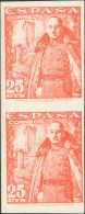 ESTADO ESPAÑOL. Emisiones Diversas Del Estado Español. ** MNH 1024s(2) 25 Cts Rojo, Pareja Vertical. SIN D - Altri & Non Classificati