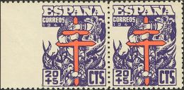 ESTADO ESPAÑOL. La Cierva. ** MNH 949, 949smi 20 Cts + 5 Cts Violeta, Pareja. Un Sello SIN DENTAR EL MARGEN IZQUI - Autres & Non Classés