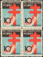 ESTADO ESPAÑOL. Protuberculosos. ** MNH 840(4) 10 Cts, Bloque De Cuatro. MAGNIFICO. (Edifil 2017: +132€) - Autres & Non Classés