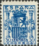 ESTADO ESPAÑOL. Escudo De España. ** MNH 801 30 Cts Azul. MAGNIFICO. Cert. CEM. (Edifil 2017: 1540€) - Autres & Non Classés