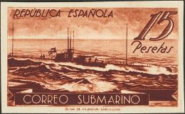 II REPUBLICA. Submarino. (*) 780ccds 15 Pts Castaño Rojizo. CAMBIO DE COLOR Y SIN DENTAR. MAGNIFICO. (Edifil 2015 - Autres & Non Classés