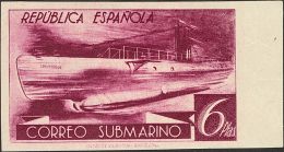 II REPUBLICA. Submarino. * MH 778cccs 6 Pts Malva, Borde De Hoja. CAMBIO DE COLOR Y SIN DENTAR. MAGNIFICO. (Edifil 2015: - Autres & Non Classés