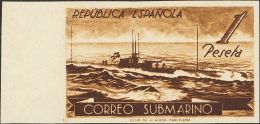 II REPUBLICA. Submarino. (*) 775ccbs 1 Pts Castaño, Borde De Hoja. CAMBIO DE COLOR Y SIN DENTAR. MAGNIFICO. (Edif - Altri & Non Classificati