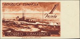 II REPUBLICA. Submarino. (*) 775cccs 1 Pts Castaño Rojizo, Borde De Hoja. CAMBIO DE COLOR Y SIN DENTAR. MAGNIFICO - Altri & Non Classificati