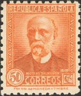 II REPUBLICA. Nicolás Salmerón-No Emitido . ** MNH NE34 50 Cts Naranja. NO EMITIDO. MAGNIFICO. (Edifil 201 - Andere & Zonder Classificatie