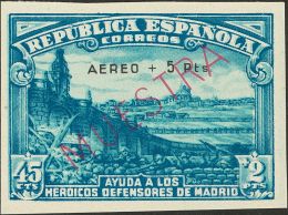 II REPUBLICA. Defensa De Madrid. (*) 759M AEREO+5 PTS. MUESTRA. MAGNIFICO. (Edifil 2015: 786€) - Autres & Non Classés