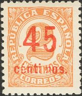 II REPUBLICA. Cifras Con Sobrecarga. ** MNH 743hccda 45 Cts Sobre 2 Cts Castaño Rojo (dentado Grueso). CAMBIO DE - Andere & Zonder Classificatie