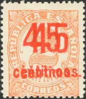 II REPUBLICA. Cifras Con Sobrecarga. ** MNH 743hha 45 Cts Sobre 2 Cts Castaño Rojo. Variedad SOBRECARGA DOBLE Y C - Altri & Non Classificati