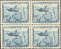 II REPUBLICA. Autogiro. ** MNH 689(4) 2 Pts Azul, Bloque De Cuatro. MAGNIFICO. (Edifil 2017: +260€) - Other & Unclassified