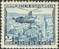 II REPUBLICA. Autogiro. ** MNH 689 2 Pts Azul. Excelente Centraje. MAGNIFICO. (Edifil 2017: +65€) - Otros & Sin Clasificación