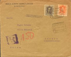 SIGLO XX. Alfonso XIII. Vaquer. SOBRE 318, 320 1928. 30 Cts Castaño Y 50 Cts Naranja. Certificado De BARCELONA A - Autres & Non Classés