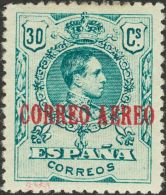 SIGLO XX. Alfonso XIII. Correo Aéreo. Medallón. * MH NE22 30 Cts Verde. NO EMITIDO. MAGNIFICO Y MUY RARO. - Autres & Non Classés