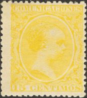 ALFONSO XIII. Alfonso XIII. Pelón. ** MNH 229 15 Cts Amarillo. MAGNIFICO. - Otros & Sin Clasificación