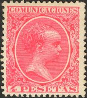 ALFONSO XIII. Alfonso XIII. Pelón. * MH 227 4 Pts Rosa. Excepcional Color Y Centraje. MAGNIFICO. Cert. COMEX. - Sonstige & Ohne Zuordnung