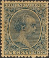 ALFONSO XIII. Alfonso XIII. Pelón. ** MNH 221 25 Cts Azul. MAGNIFICO. - Altri & Non Classificati