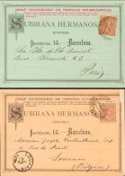 ALFONSO XIII. Alfonso XIII. Pelón. SOBRE 217(2) 1894. Dos Tarjetas Postales De "Subirana Hermanos" Franqueadas Co - Other & Unclassified