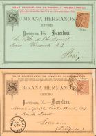 ALFONSO XIII. Alfonso XIII. Pelón. SOBRE 217(2) 1894. Dos Tarjetas Postales De "Subirana Hermanos" Franqueadas Co - Andere & Zonder Classificatie