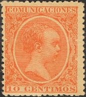 ALFONSO XIII. Alfonso XIII. Pelón. * MH 218 10 Cts Bermellón. MAGNIFICO. (Edifil 2017: 270€) - Autres & Non Classés
