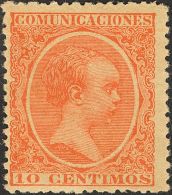 ALFONSO XIII. Alfonso XIII. Pelón. * MH 218 10 Cts Bermellón. MAGNIFICO. (Edifil 2017: 270€) - Other & Unclassified