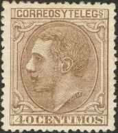 ALFONSO XII. Alfonso XII. 1 De Mayo De 1879. (*) 205 40 Cts Castaño. Excepcional Color Y Centraje. PIEZA DE LUJO. - Autres & Non Classés