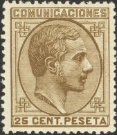 ALFONSO XII. Alfonso XII. 1 De Julio De 1878. * MH 194 25 Cts Sepia Oliva. Excelente Centraje Y Color. PIEZA DE LUJO. - Sonstige & Ohne Zuordnung