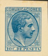 ALFONSO XII. Alfonso XII. 1 De Julio De 1878. (*) 192P 10 Cts Azul. PRUEBA DE PUNZON. MAGNIFICA Y RARA. (Gálvez 1 - Altri & Non Classificati