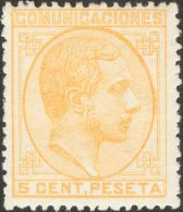 ALFONSO XII. Alfonso XII. 1 De Julio De 1878. * MH 191 5 Cts Amarillo. MAGNIFICO. (Edifil 2017: 68€) - Autres & Non Classés