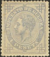 ALFONSO XII. Alfonso XII. 1 De Junio De 1876. Impuesto De Guerra. * MH 186 1 Pts Gris. MAGNIFICO. (Edifil 2017: 635&euro - Other & Unclassified