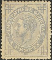 ALFONSO XII. Alfonso XII. 1 De Junio De 1876. Impuesto De Guerra. * MH 186 1 Pts Gris. MAGNIFICO. (Edifil 2017: 635&euro - Altri & Non Classificati