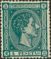 ALFONSO XII. Alfonso XII. 1 De Agosto De 1875. * MH 170 4 Pts Verde. Color Intenso. MAGNIFICO. Cert. COMEX. (Edifil 2017 - Otros & Sin Clasificación