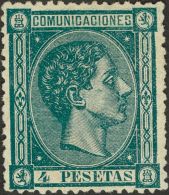 ALFONSO XII. Alfonso XII. 1 De Agosto De 1875. * MH 170 4 Pts Verde. Color Intenso. MAGNIFICO. Cert. COMEX. (Edifil 2017 - Autres & Non Classés