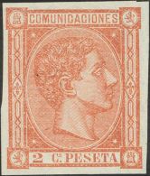 ALFONSO XII. Alfonso XII. 1 De Agosto De 1875. (*) 162s 2 Cts Castaño. SIN DENTAR. MAGNIFICO Y RARO. - Autres & Non Classés