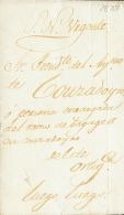 CORREO CARLISTA. SOBRE 1837. SANTA MARTA DE ORTIGUEIRA A COUZADOIRO. Manuscrito "S.N. Urgente" Y "Luego, Luego", Que Se - ...-1850 Prephilately