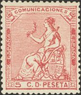 I REPUBLICA. Alegoría De España. * MH 132 5 Cts Rosa. Excepcional Color Y Centraje. PIEZA DE LUJO. (Edifil - Altri & Non Classificati