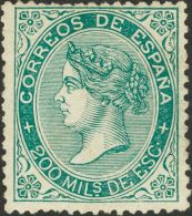 ISABEL II. Isabel II. 1 De Enero De 1869. * MH 100 200 Mils. MAGNIFICO. (Edifil 2017: 255€) - Autres & Non Classés