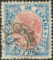 ISABEL II. Isabel II. 1 De Julio De 1867. º 95 25 Mils Azul Y Rosa. Excelente Centraje Y Color. PIEZA DE LUJO. (Edi - Otros & Sin Clasificación