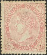 ISABEL II. Isabel II. 1 De Enero De 1867. * MH 90 19 Cuartos Rosa. MAGNIFICO Y RARO SELLO NUEVO. Cert. CEM. (Edifil 2017 - Otros & Sin Clasificación