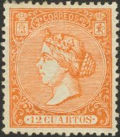 ISABEL II. Isabel II. 1 De Enero De 1866. * MH 82 12 Cuartos Naranja. Excelente Centraje Y Color. PIEZA DE LUJO. Cert. C - Autres & Non Classés