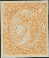 ISABEL II. Isabel II. 1 De Enero De 1865. * MH 73A 2 Reales Salmón. MAGNIFICO. (Edifil 2017: 660€) - Other & Unclassified