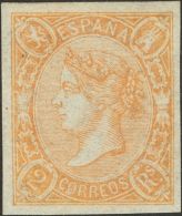 ISABEL II. Isabel II. 1 De Enero De 1865. * MH 73A 2 Reales Salmón. MAGNIFICO. (Edifil 2017: 660€) - Andere & Zonder Classificatie