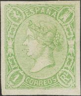 ISABEL II. Isabel II. 1 De Enero De 1865. * MH 72 1 Real Verde. Grandes Márgenes. MAGNIFICO. Cert. COMEX. (Edifil - Autres & Non Classés